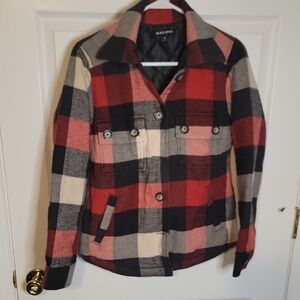 Black Rivet XS Plaid Utility Jacket - Red, Black, Cream